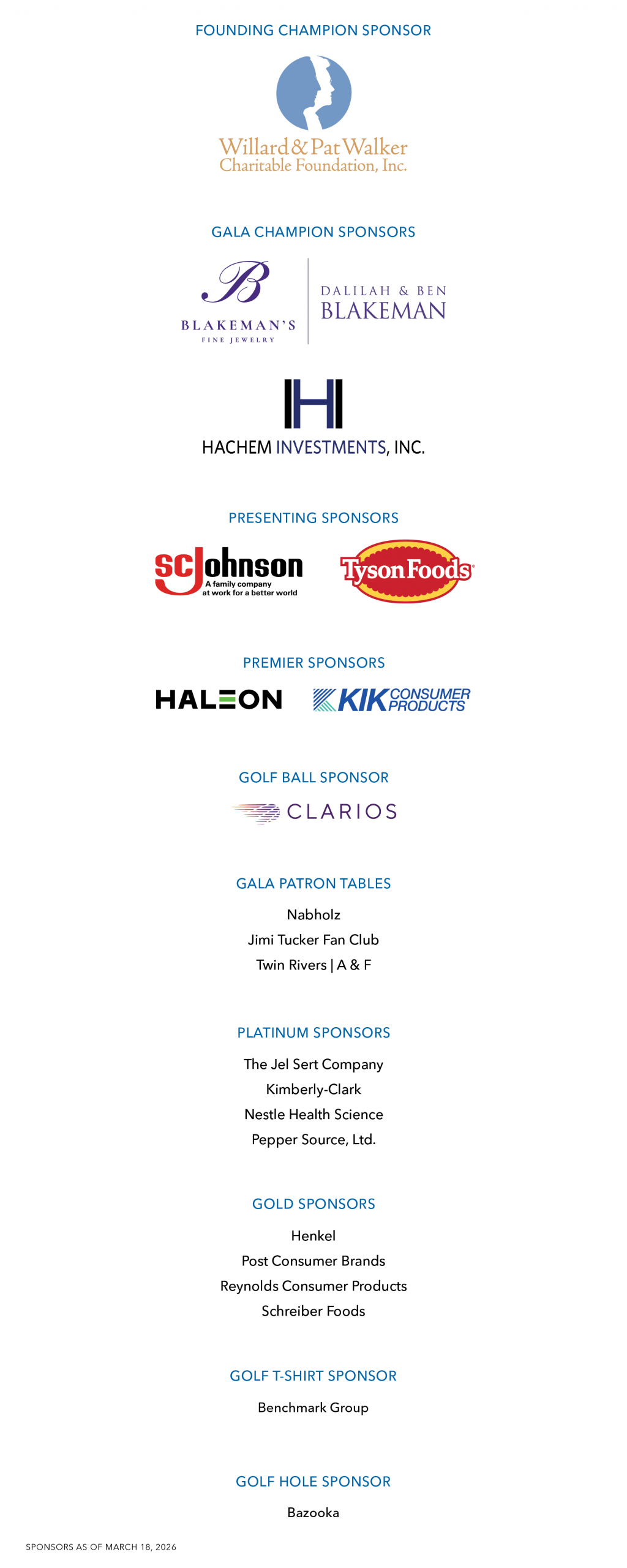 Image containing sponsor logos for 2025 Will Golf 4 Kids and Gala of Hope